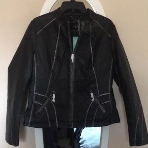 Black faux leather Moto style jacket